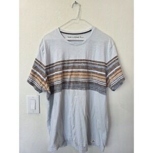 Sun And Stone Mens Rugged Stripe T Shirt Sz XL Gray Brown Surfercore Casual
